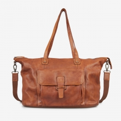 Hollins weekendtaske i cognac bøffelskind - Montana - Freja skind