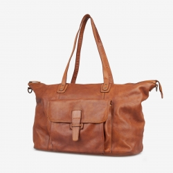 Hollins weekendtaske i cognac bøffelskind - Montana - Freja skind