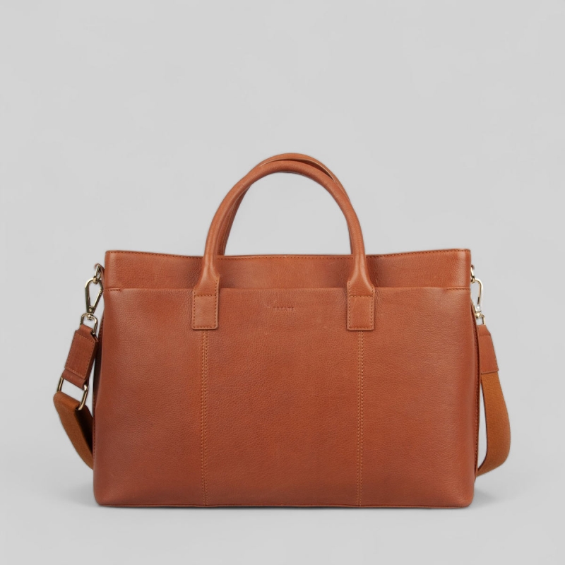 Karely Lavish arbejdstaske - Eksklusiv computertaske i cognac Læder - Treats 282445 - Freja skind