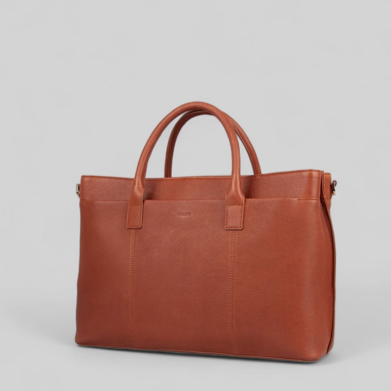 Karely Lavish arbejdstaske - Eksklusiv computertaske i cognac Læder - Treats 282445 - Freja skind