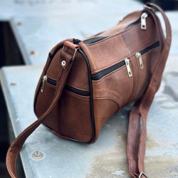 Lene skindtaske - Patineret brun lammeskind - Freja skind