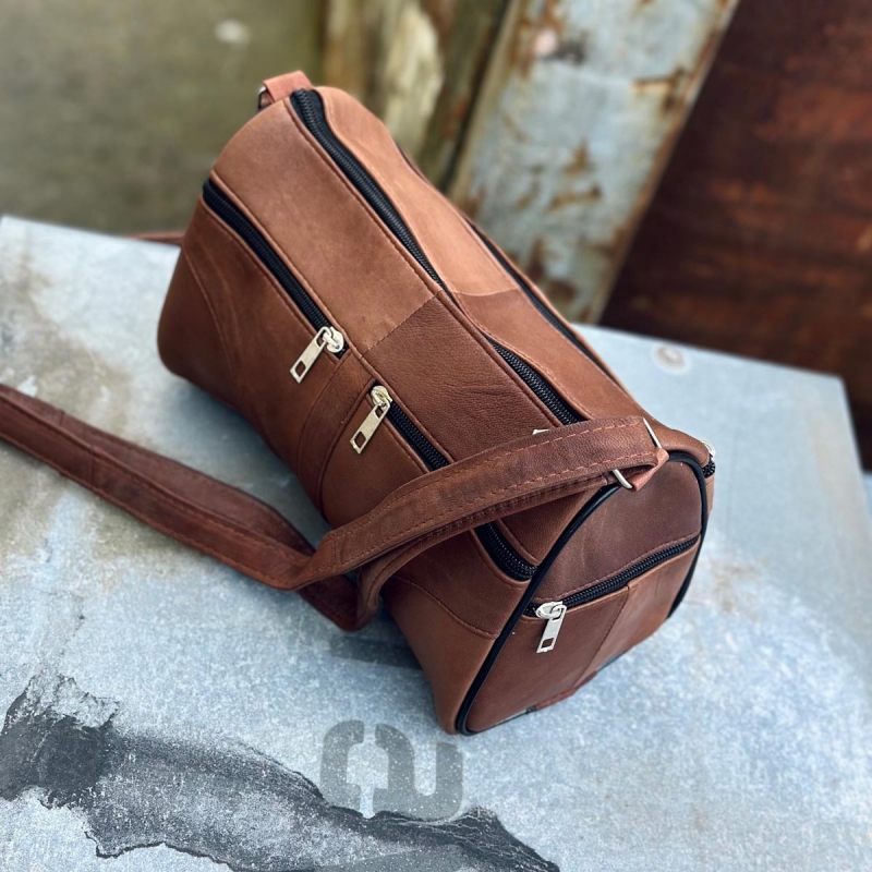 Lene skindtaske - Patineret brun lammeskind - Freja skind