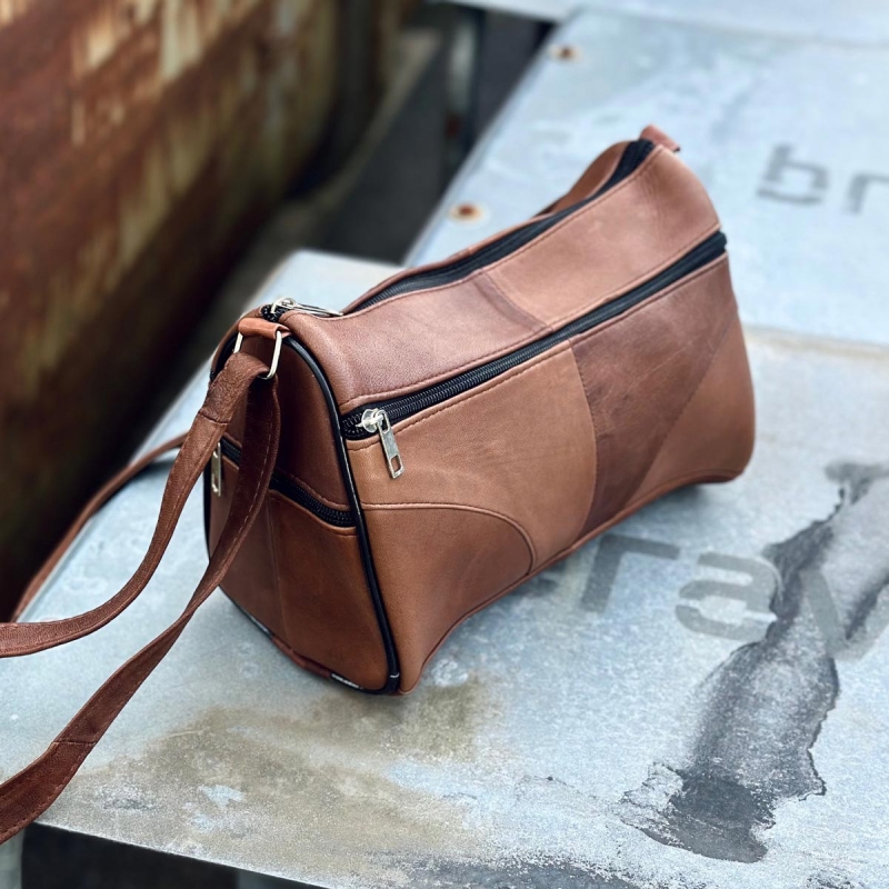 Lene skindtaske - Patineret brun lammeskind - Freja skind