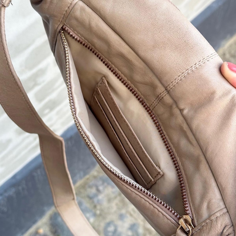 Stor Beige Silja bumbag - Blød lammeskind - Freja skind