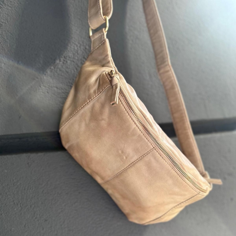 Stor Beige Silja bumbag - Blød lammeskind - Freja skind