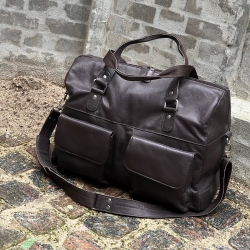 Brun weekendtaske - kalveskind - Freja skind