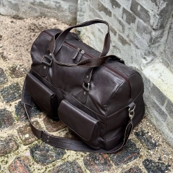 Brun weekendtaske - kalveskind - Freja skind