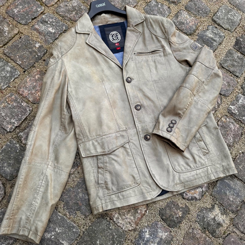 Canson skinnjacka herr - Mjuk patinerad beige lammskinn