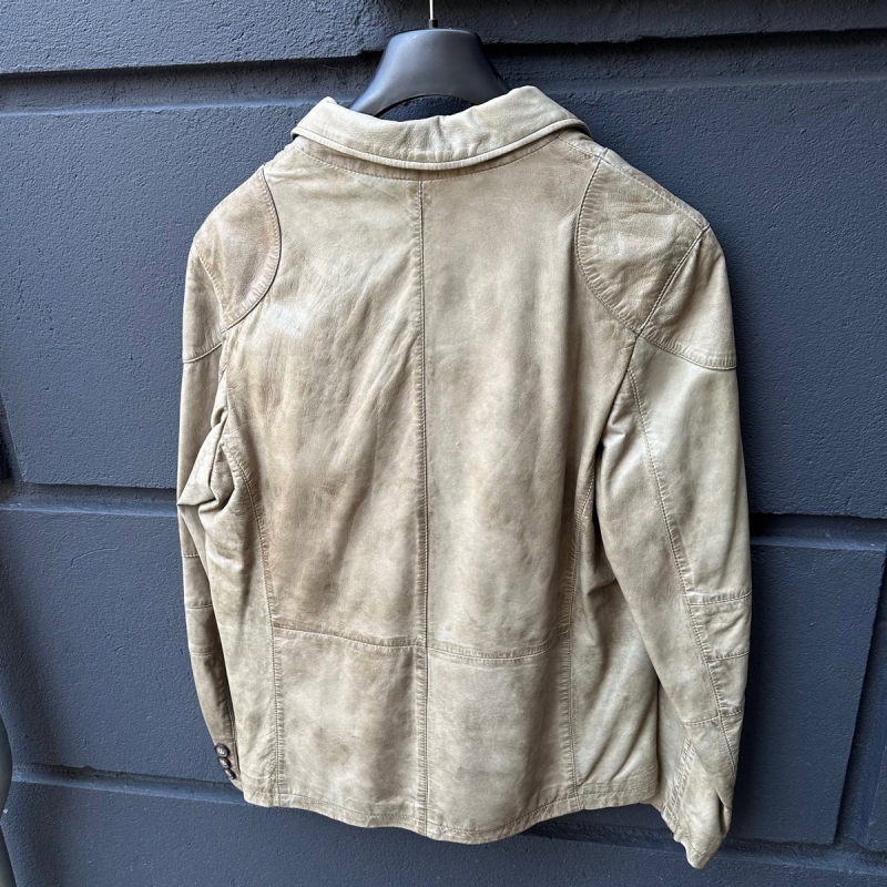 Canson skinnjacka herr - Mjuk patinerad beige lammskinn