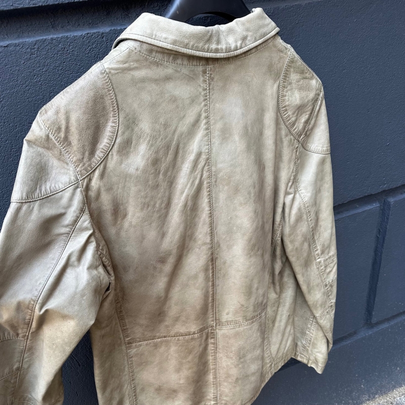 Canson skinnjacka herr - Mjuk patinerad beige lammskinn