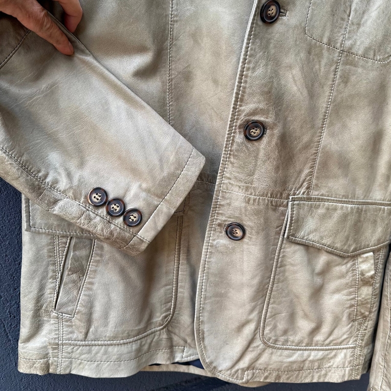 Canson skinnjacka herr - Mjuk patinerad beige lammskinn
