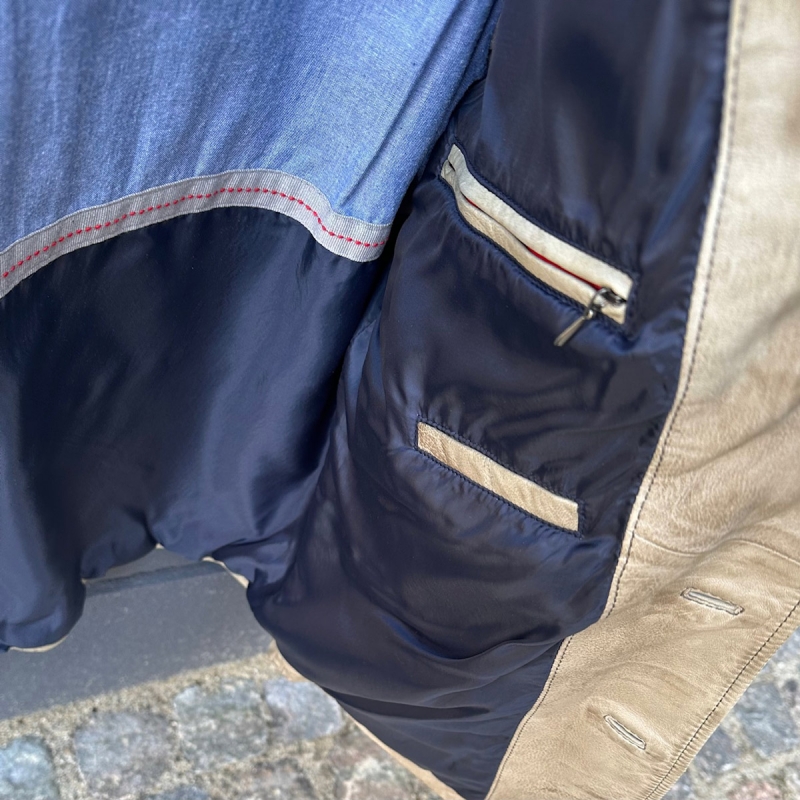 Canson skinnjacka herr - Mjuk patinerad beige lammskinn