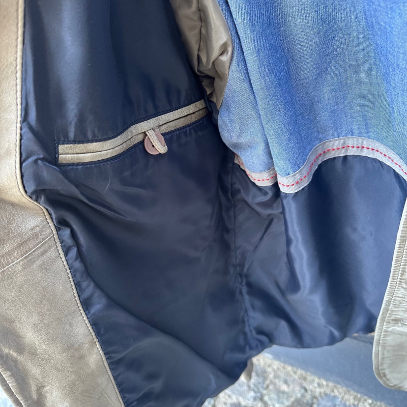 Canson skinnjacka herr - Mjuk patinerad beige lammskinn
