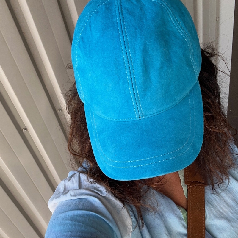 Turkis dame ruskinds cap - Freja skind