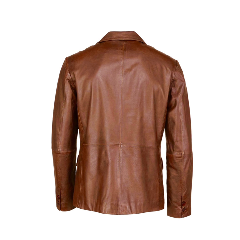 Russell herrskinnblazer - Cognac mjukt lammskinn - Freja Skind