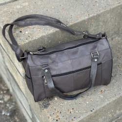 Grå Anja skuldertaske i blød lammeskind - Freja skind