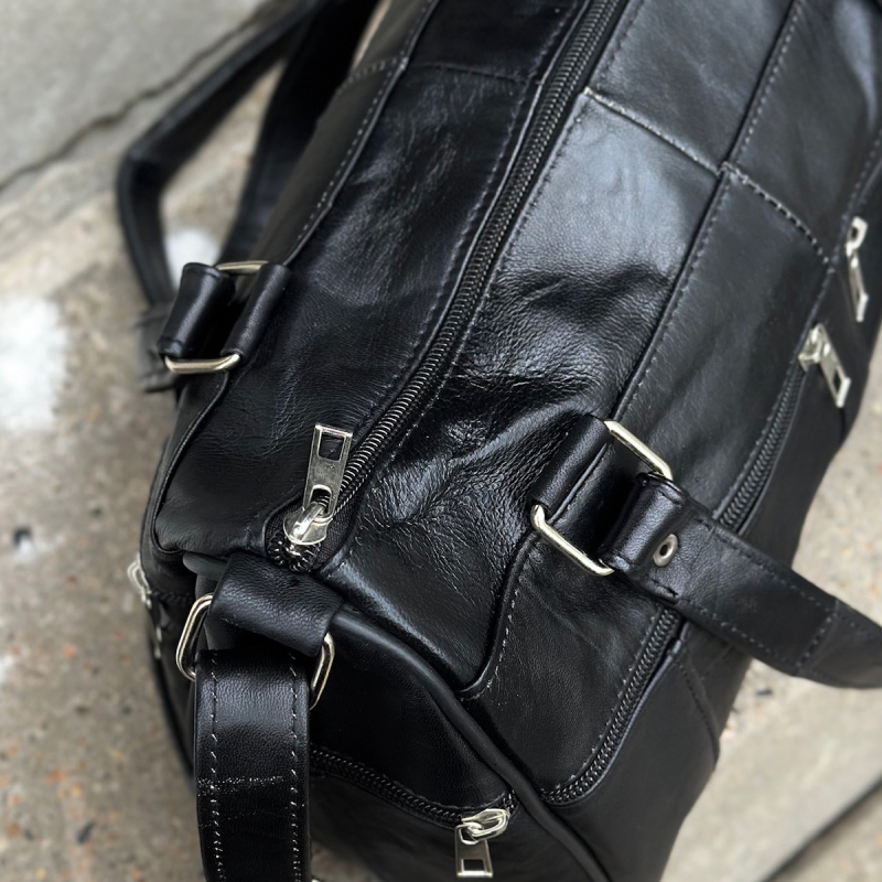 Stor Lena dametaske sort lammeskind - Freja skind