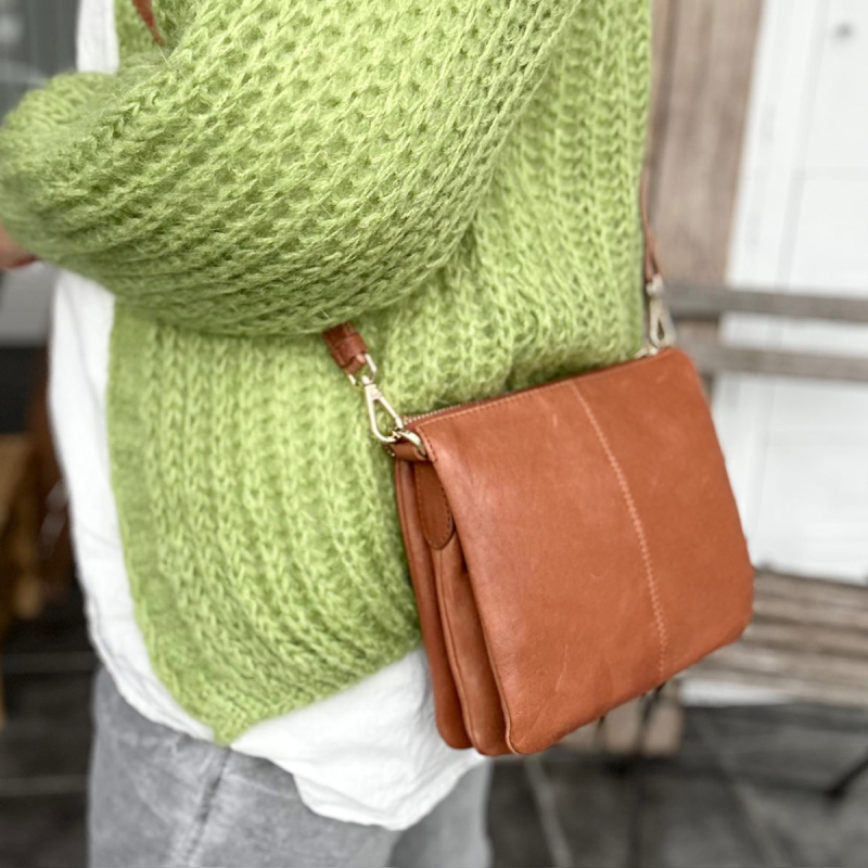 Litzy skindtaske - i blød cognac skind  - Treats - 282441