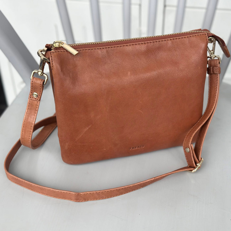 Litzy skindtaske - i blød cognac skind  - Treats - 282441