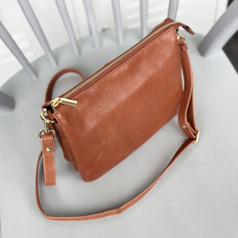 Litzy skindtaske - i blød cognac skind  - Treats - 282441
