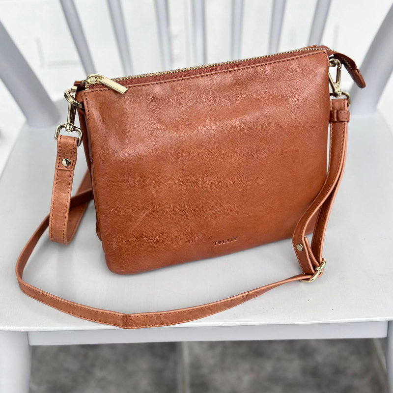 Litzy skindtaske - i blød cognac skind  - Treats - 282441