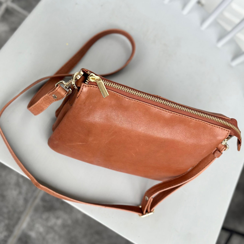 Litzy skindtaske - i blød cognac skind  - Treats - 282441
