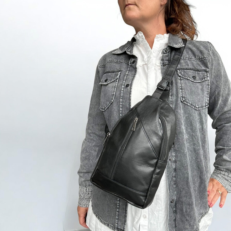 Bondi sleekbag i sort lammeskind - Freja skind