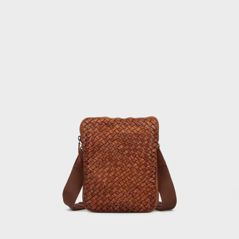 Aurora crossbody taske med flet - cognac  -Montana - 272300