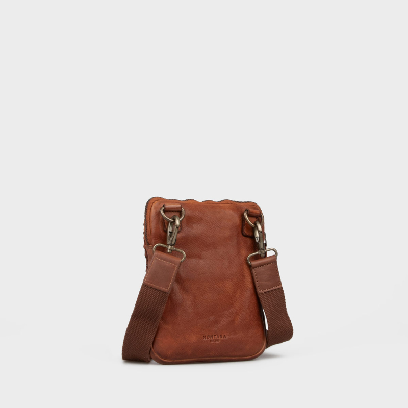 Aurora crossbody taske med flet - cognac  -Montana - 272300