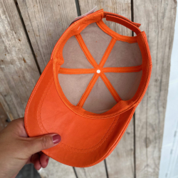 Orange herre skindcap - Blød skind - Freja skind