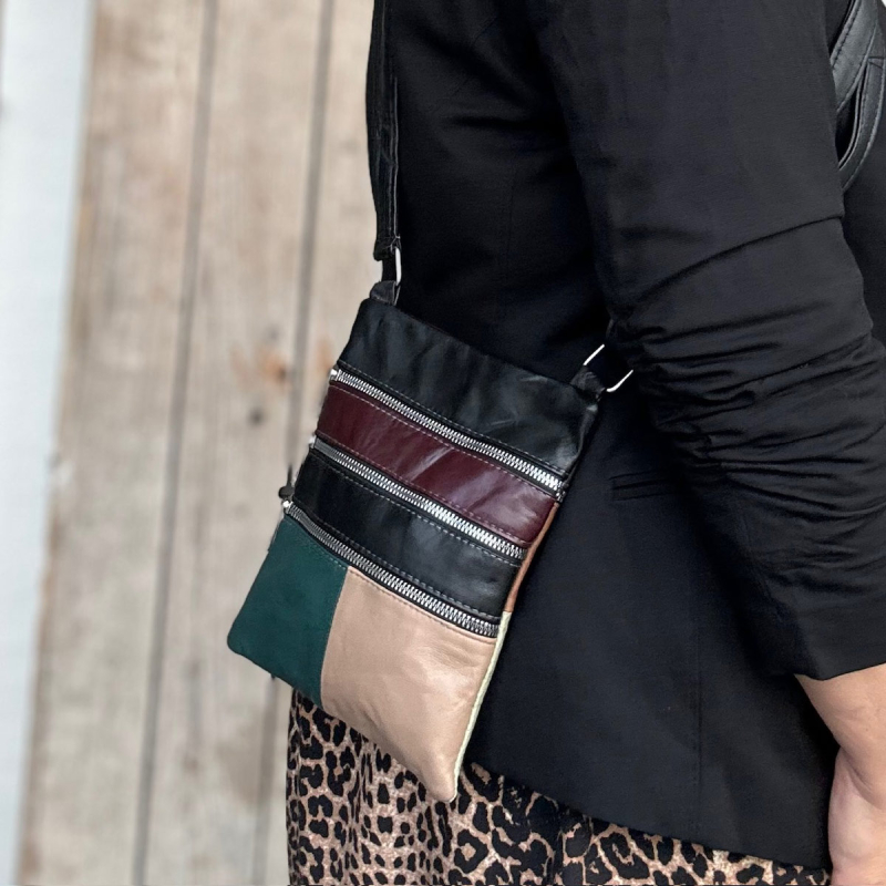 Andrea multicolor crossover taske - Blød skind - Freja skind