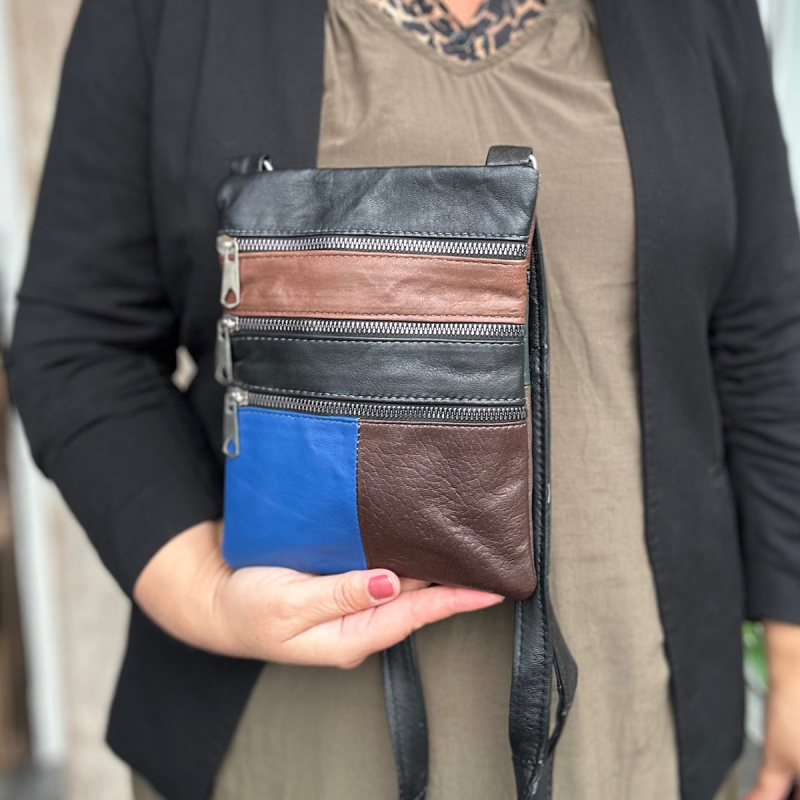 Andrea multicolor crossover taske - Blød skind - Freja skind