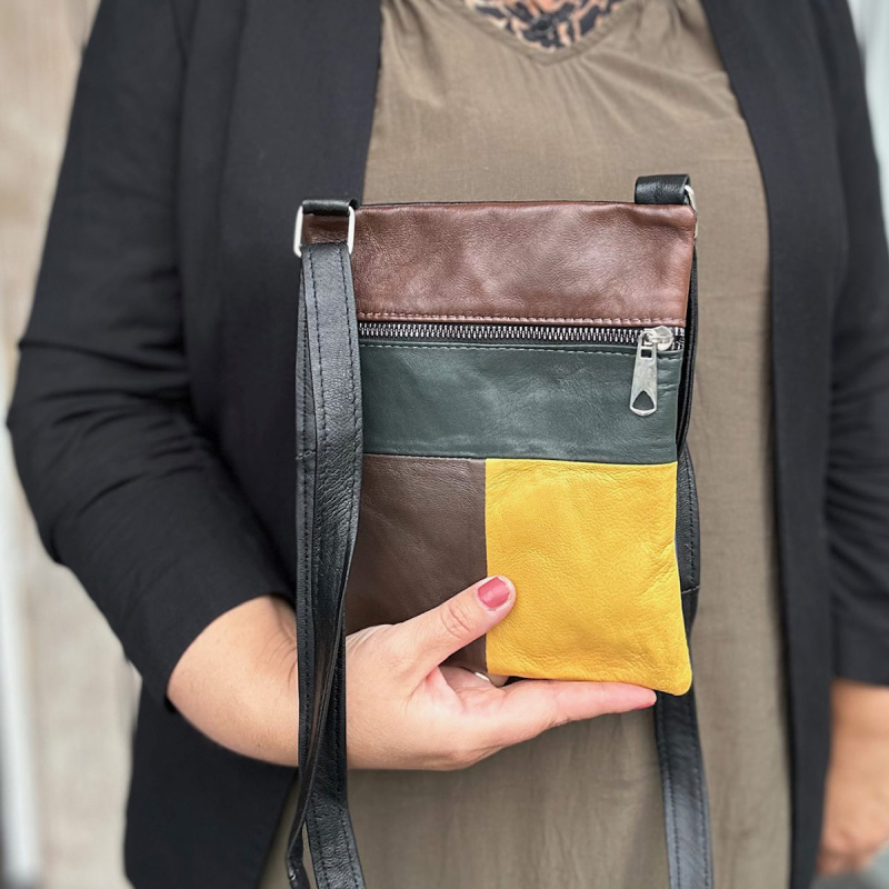 Andrea multicolor crossover taske - Blød skind - Freja skind