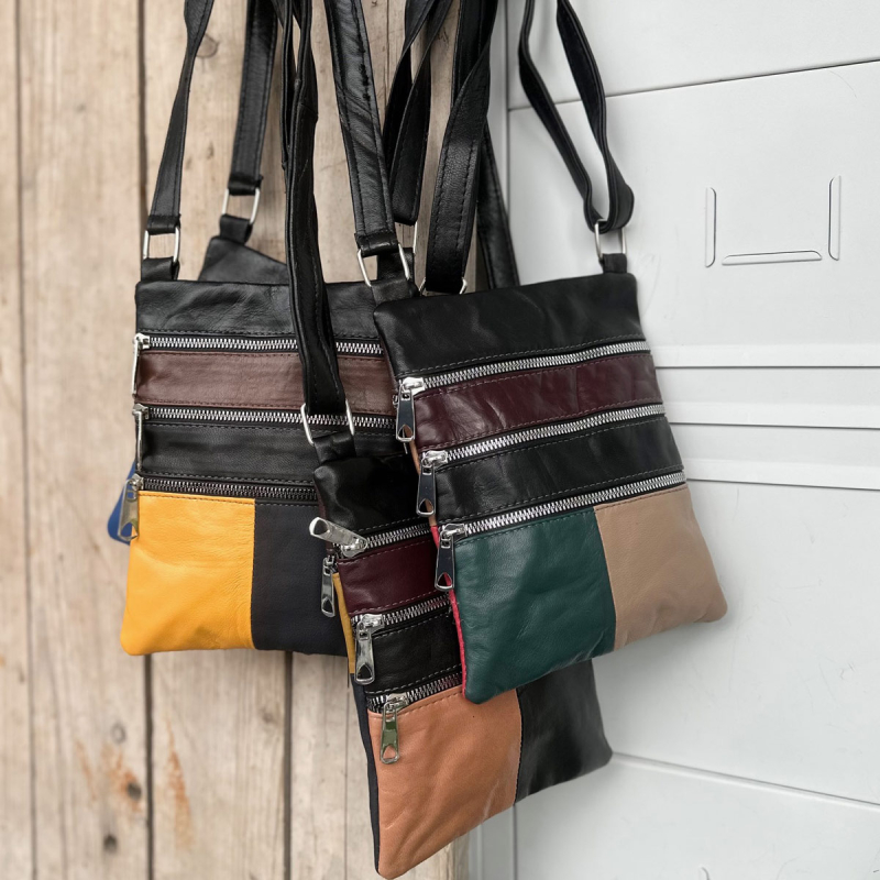 Andrea multicolor crossover taske - Blød skind - Freja skind