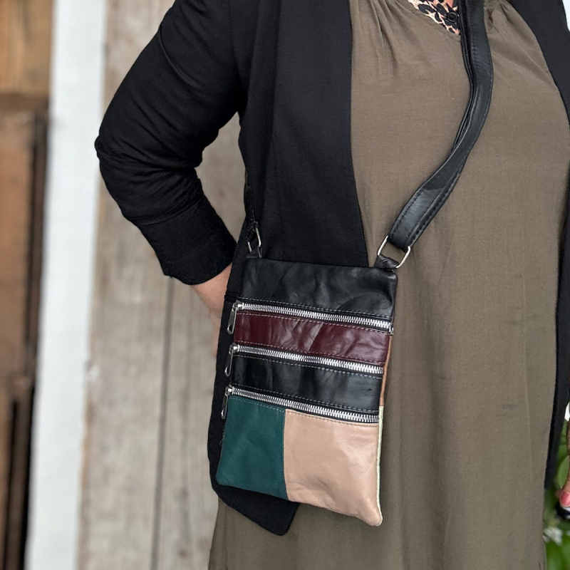 Andrea multicolor crossover taske - Blød skind - Freja skind