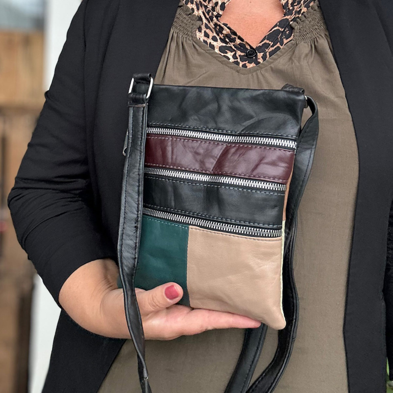 Andrea multicolor crossover taske - Blød skind - Freja skind