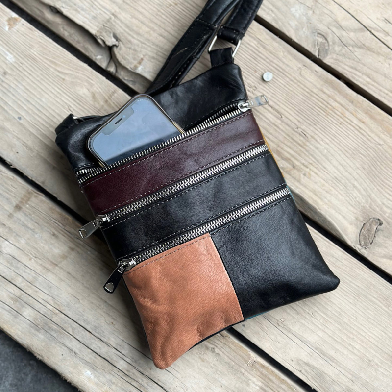 Andrea multicolor crossover taske - Blød skind - Freja skind