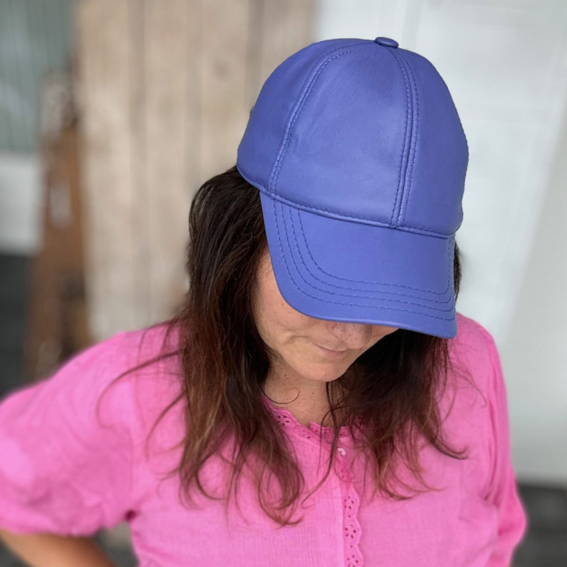 denim blå skindcap - dame - Freja skind