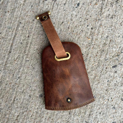 Nøgleklokke i patineret cognac bøffelskind - Leather design