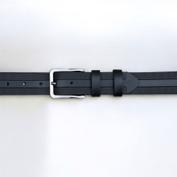 Silverstone herrebælte med præget mønster - Sort kernelæder - Freja skind