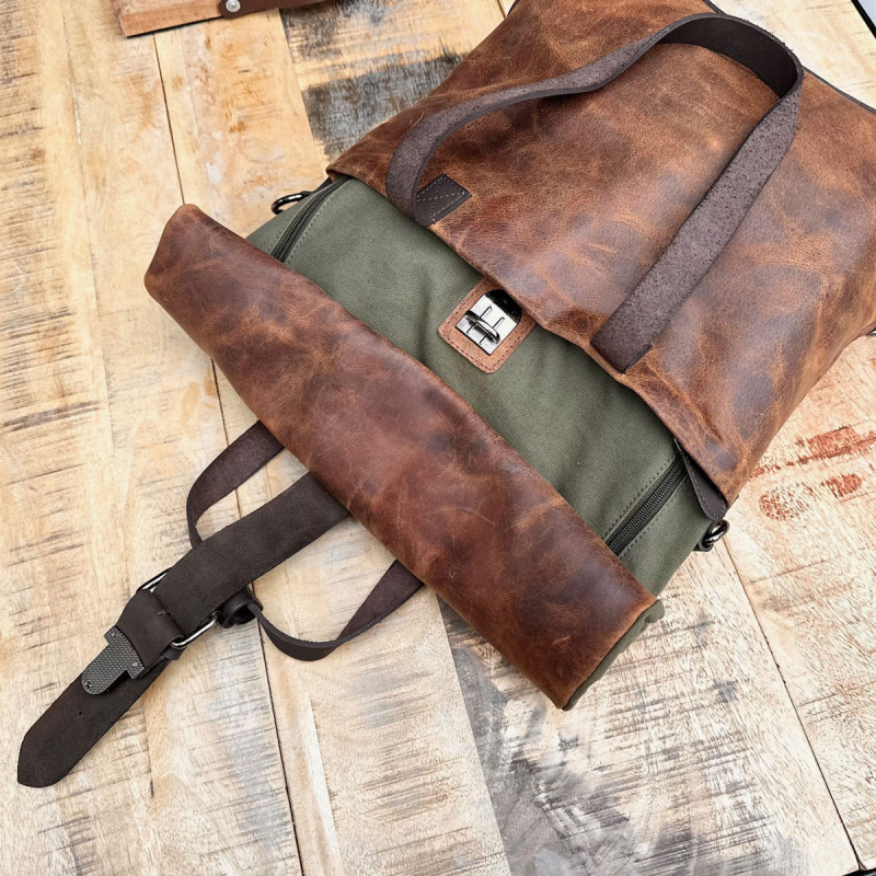 Almere rygsæk med pc rum og rulletop - læder - Leather design IL 1701
