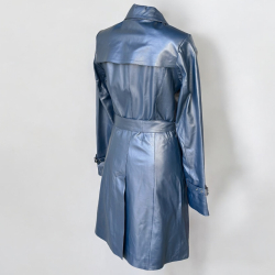 Blå trenchcoat dame - Blød lammeskind - Freja skind