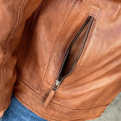 John herre skindjakke i blød cognac lammeskind - Freja skind