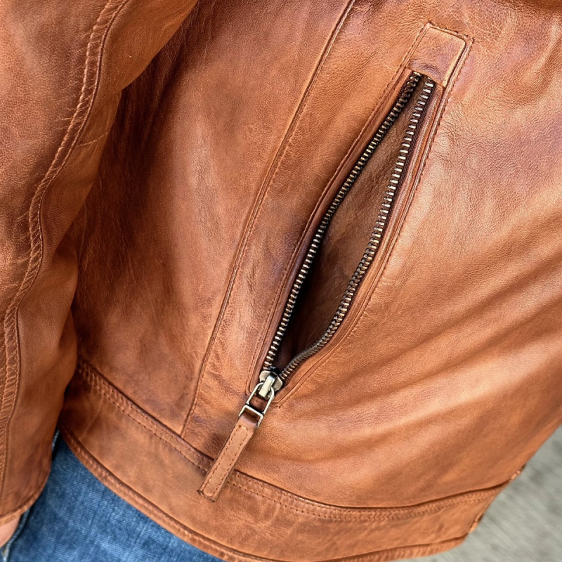 John herre skindjakke i blød cognac lammeskind - Freja skind