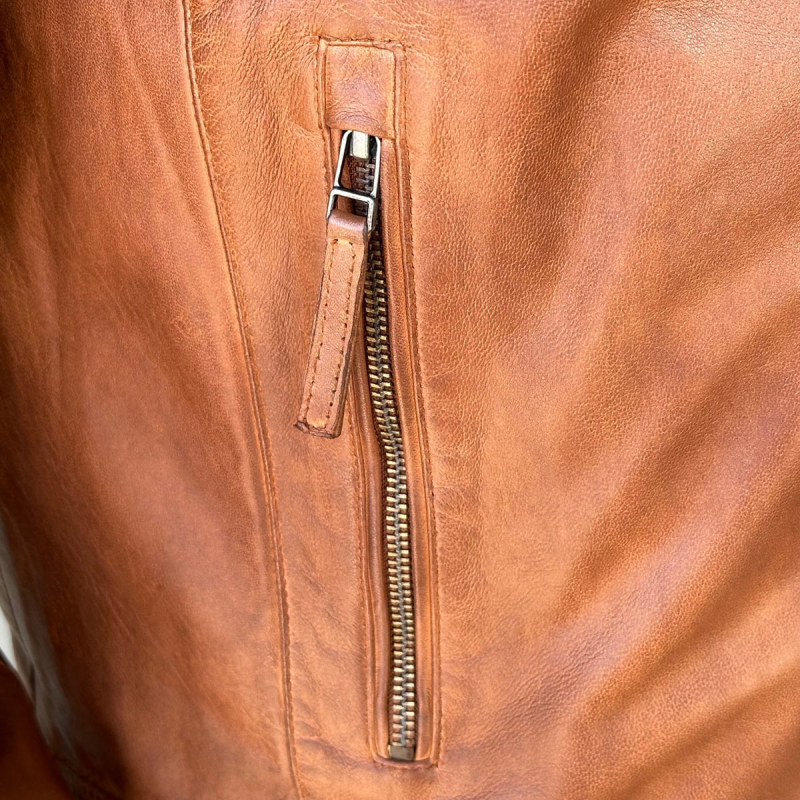 John Skinnjacka mellanfodrad - Cognac skinn - Herr - Freja Skind