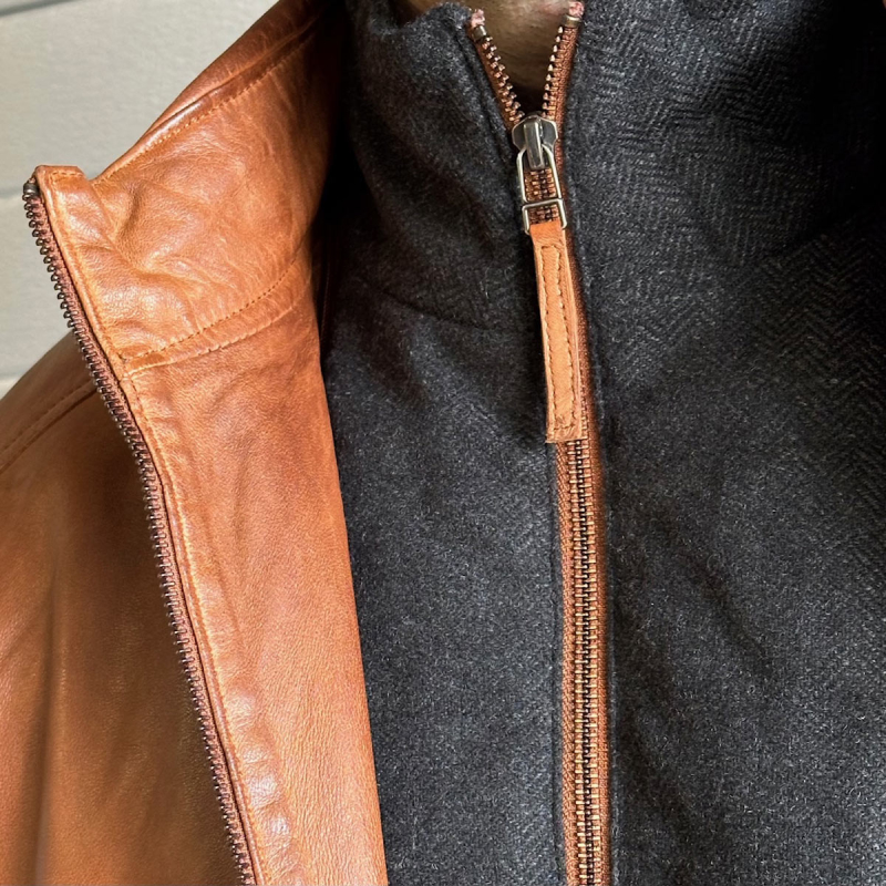 John Skinnjacka mellanfodrad - Cognac skinn - Herr - Freja Skind