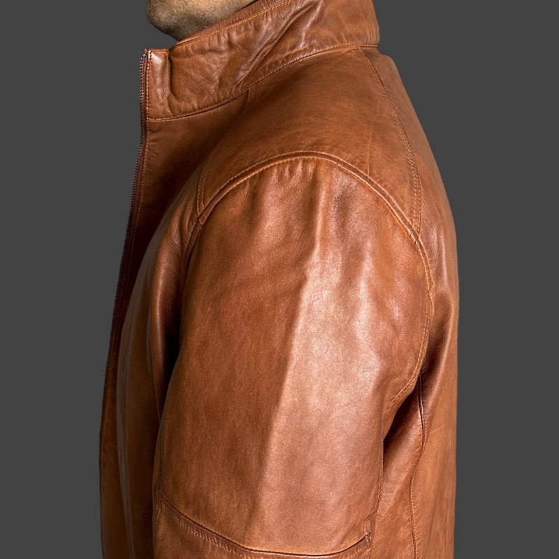 John Skinnjacka mellanfodrad - Cognac skinn - Herr - Freja Skind