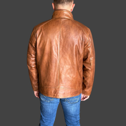 John herre skindjakke i blød cognac lammeskind - Freja skind