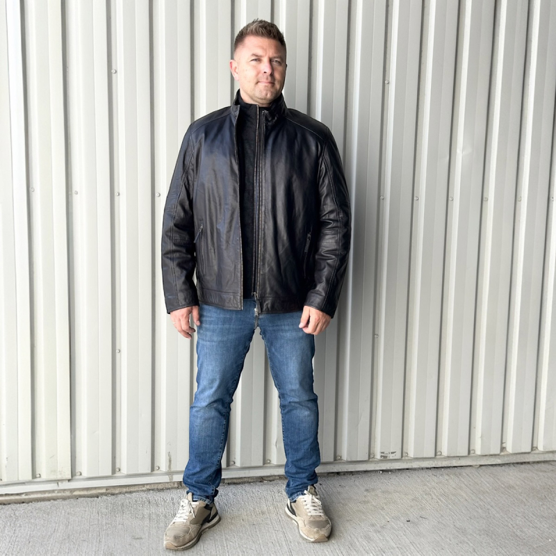 John Skinnjacka mellanfodrad - Svart skinn - Herr - Freja Skind