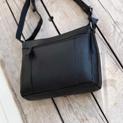 Else skuldertaske i sort læder - 3 rum - Leather design - UR 1138 - Freja skind